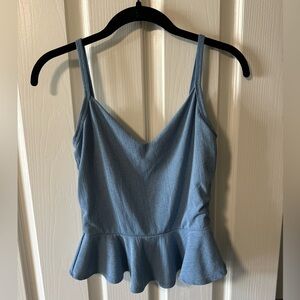 Blue Peplum Tank Top